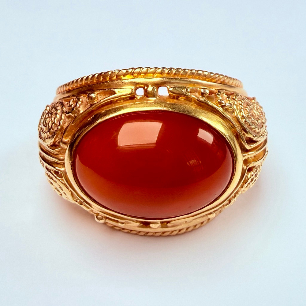 Estate 14K Gold Carnelian Museum Of Art MMA Classical Renaissance Revival Ring